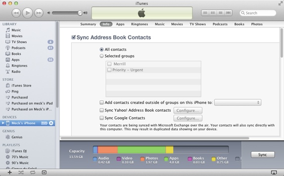 Sync Contacts with iPhone