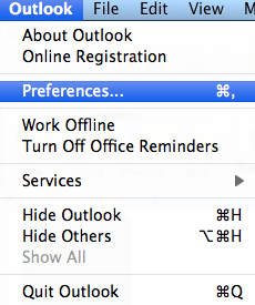 Mac Outlook Preferences Option