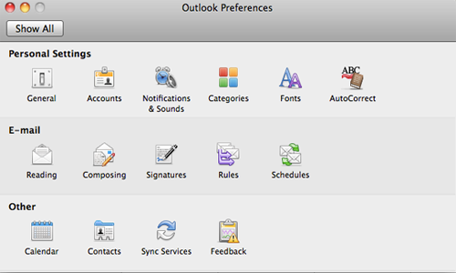 Under Outlook Preferences